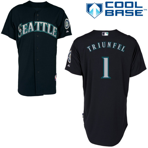 Carlos Triunfel #1 Youth Baseball Jersey-Seattle Mariners Authentic Alternate Road Cool Base MLB Jersey